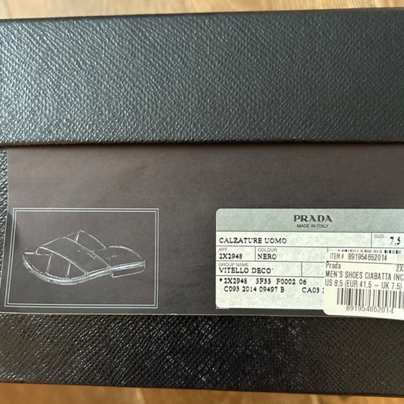 Men’s Prada leather slides.  New with tags, box and original packaging - Picture 4 of 9